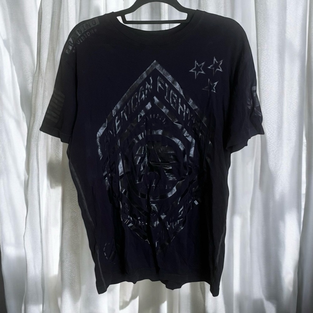 American Fighter Buckle Black Short Sleeve Tshirt Size Large